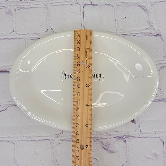 Rae Dunn FRIENDSGIVING 8" Oval Ceramic Appetizer Plate - Picture 4 of 6